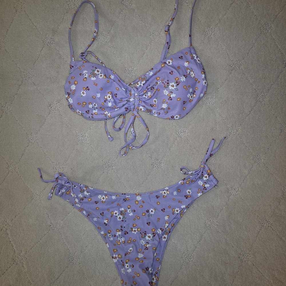 Zaful Lavender Floral Bikini Set
